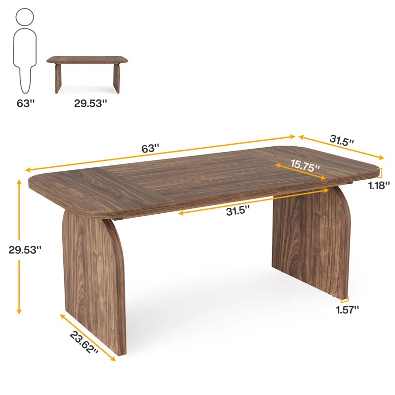 63'' L x 32'' W Rustic Dining Kitchen Table brown Overall 30'' H X 32'' W X 63'' L