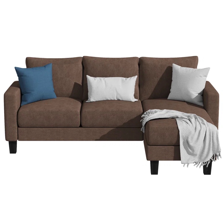 ( incomplete p, box 1 of 2 ) Aretina Upholstered Sectional brown 100% cotton Sofa 32.2'' H X 72.83'' W X 47.6'' D Back Cushion 15'' H Overall 32.2'' H X 72.8'' W X 44.9'' D Chaise 15.7'' H X 21.2'' W X 47.6'' D Seat Height - Floor to Seat 15.7'' H