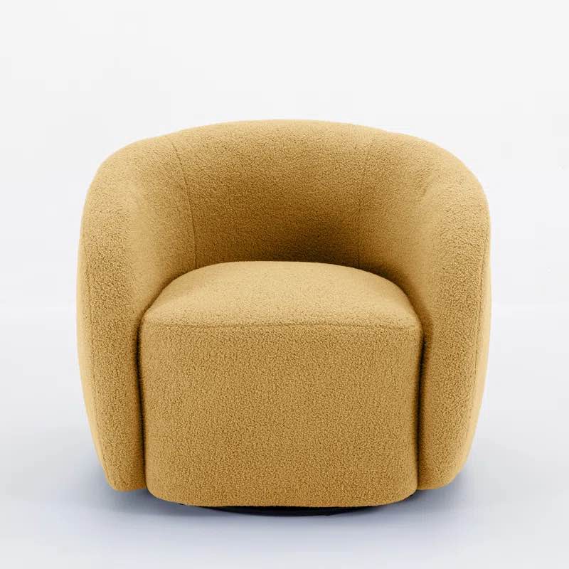 Katherline Upholstered Swivel Armchair yellow polyester blend Overall Chair Dimension 27'' H X 33.5'' W X 30'' D Legs 1.3'' H Overall Seat Dimension 17'' H X 21.5'' W X 21.5'' D Seat Back Dimensions 10'' H Overall Product Weight 43.5 lb. Arm Height - Floor to Arm 23.5'' H