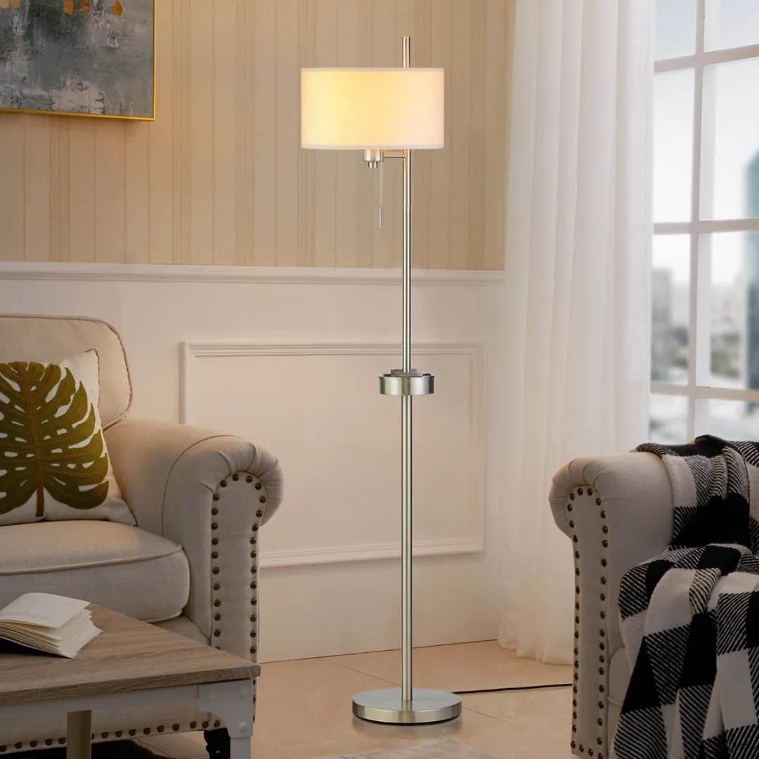 Hasham 63" Floor Lamp With Plate And USB Ports
