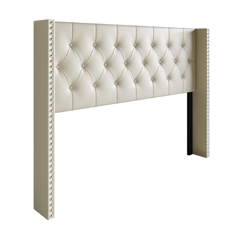 Joshuwa Upholstered Wingback Headboard beige Overall 46.3'' H X 59.5'' W X 6.9'' D Overall Product Weight 29.5 lb.