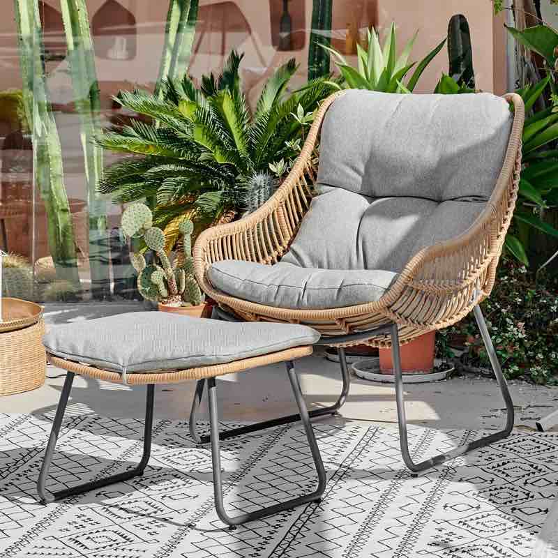 Allexis Patio Lounge Chairs with Cushions gray Ottoman Height - Top to Bottom 15.7'' H Overall Product Weight 28 lb. Ottoman Width - Side to Side 20.5'' W Ottoman Depth - Front to Back 17.7'' D Back Cushion Height - Top to Bottom 18'' H