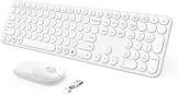 seenda Wireless Keyboard and Mouse, USB & Type C Keyboard Mouse Combo, Full Size White Wireless Keyboard Compatible for Win 7/8/10, MacBook Pro/Air, Laptop, PC - White