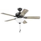 Mainstays 44 Black Indoor Ceiling Fan with Light 5 Blades Pull Chains & Reverse Airflow