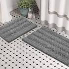 Zebrux Non Slip Thick Shaggy Chenille Bathroom Rugs, Bath Mats for Bathroom Extra Soft and Absorbent - Striped Bath Rugs Set for Indoor/Kitchen.