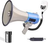 MGROLX 50W Professional Bluetooth Megaphone Bullhorn Speaker with Detachable Microphone-Rechargeable Battery&Portable Strap-Siren and 260S Recording-USB/SD/AUX Input-for Police, Cheerleading, Outdoor Black