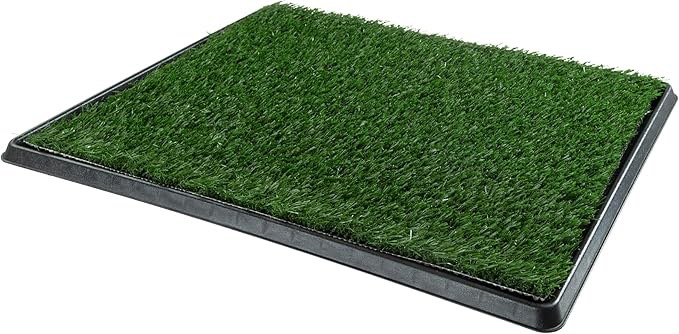 Artificial Grass Puppy Pee Pad for Dogs and Small Pets - 20x25 Reusable 4-Layer Training Potty Pad with Tray - Dog Housebreaking Supplies by PETMAKER