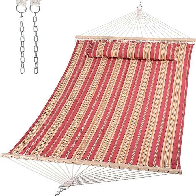 ( similar ) SUNCREAT Hammock 2 Person Heavy Duty, Double Hammocks for Trees, 2 Person Hammock with Spreader Bar, Green&Beige