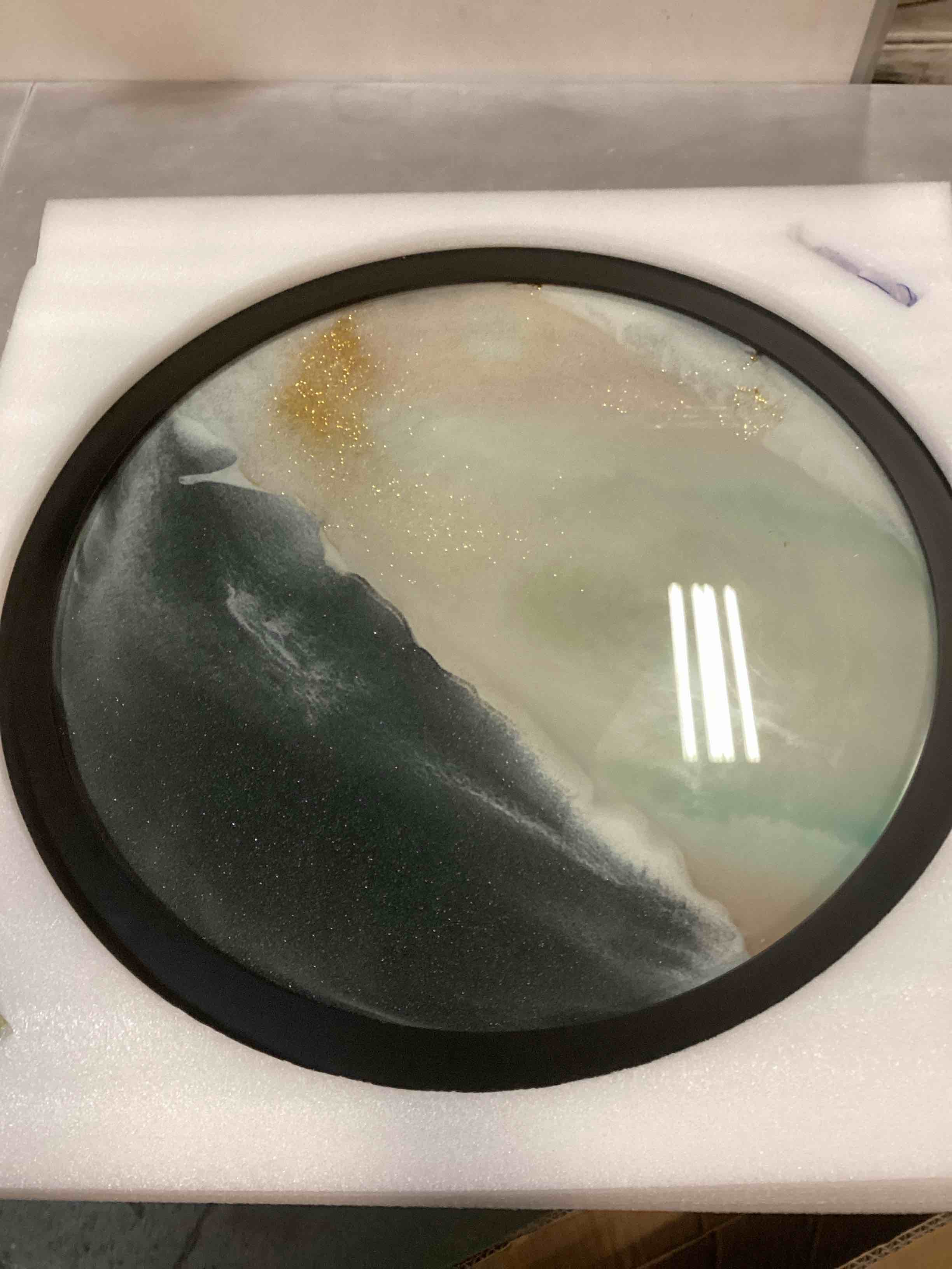 PROEATS Sand Art, Moving Sand Art, Wall Art Deep Sea Sandscape Room Decoration, 360°Rotate Sand Art Liquid Motion, Glass Crafts Solid Wood Frame, Relaxing Wall Decor for Home Office,24in-Black