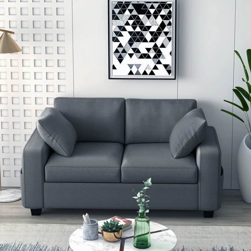 Osvani 60'' Upholstered Loveseat, Modern Sofa with Side Pockets