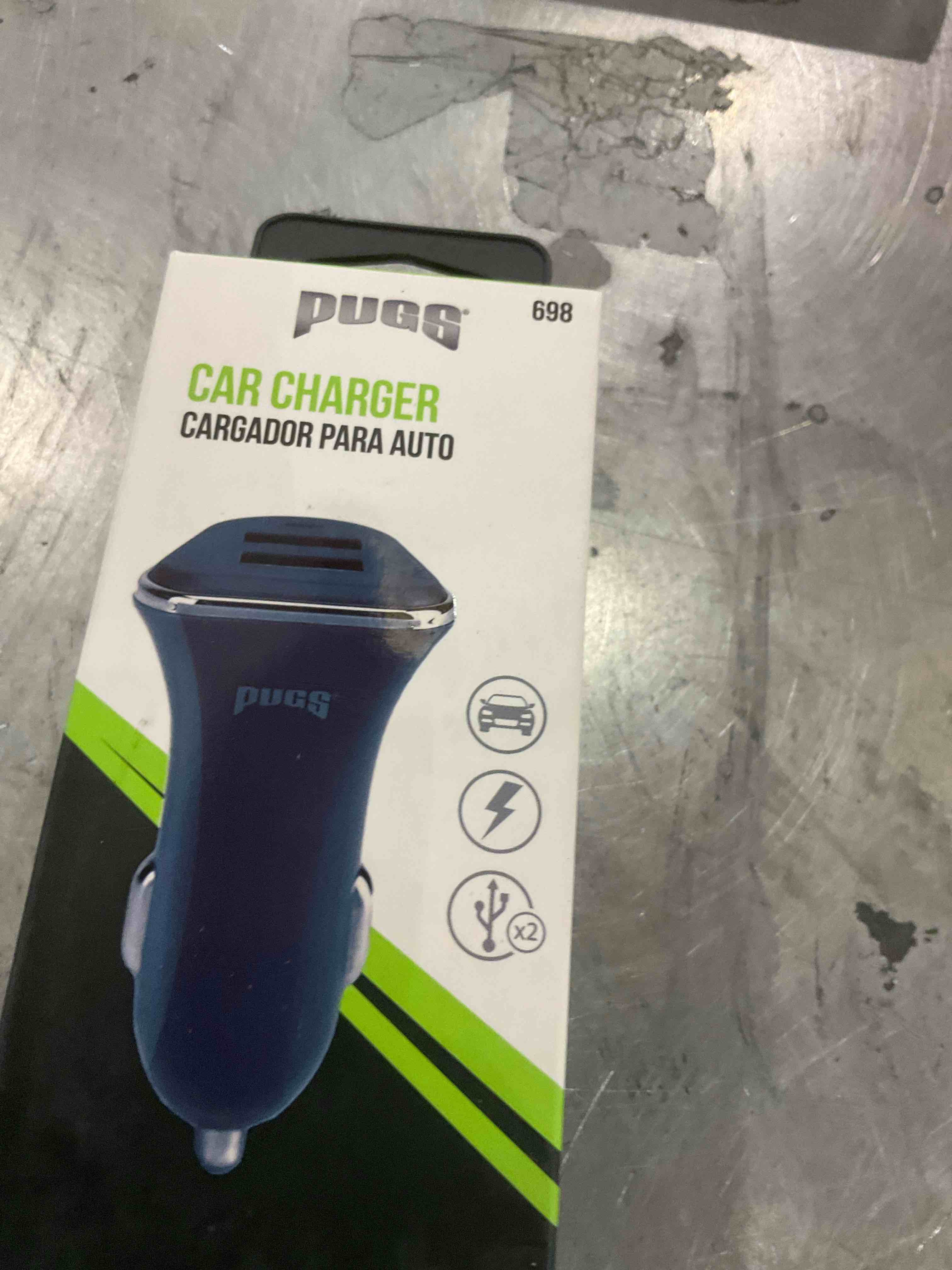 PUGG CAR CHARGER 3.1A DUAL USB Charging Ports 184 WHITE Charge Multiple Devices