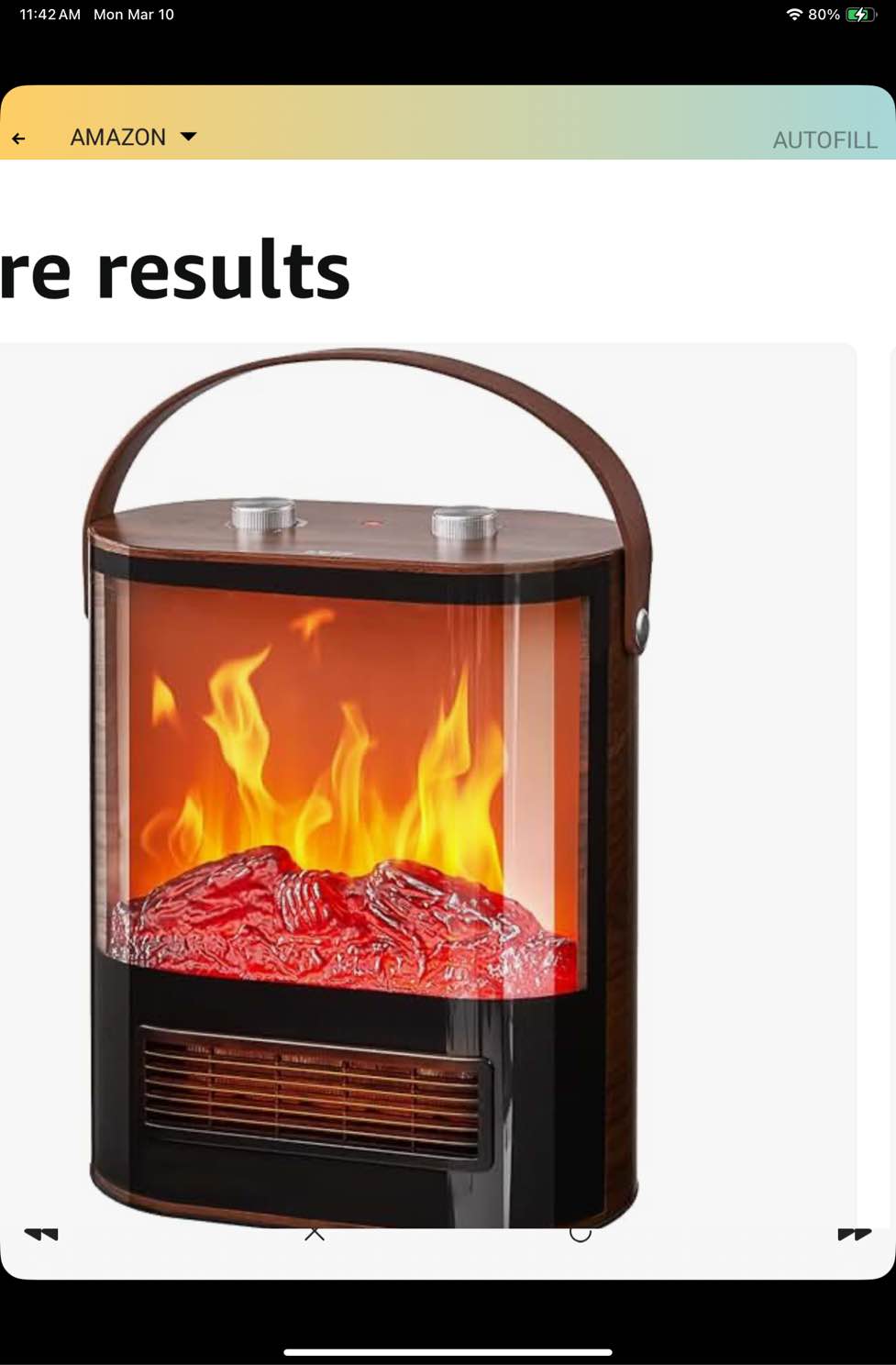 1500 W Portable Electric Ceramic Space Heater With 3D Realistic Flame