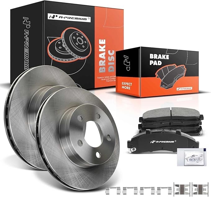 A-Premium 11.10 in (282mm) Front Vented Disc Brake Rotors + Ceramic Pads Kit