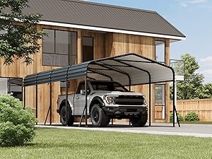 Metal Carport with Galvanized Steel Roof, Heavy Duty Metal