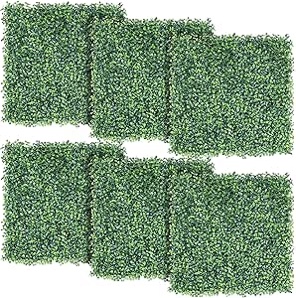 SIMBR 6 PCS 20"x20" Artificial Boxwood Panels Privacy Fence Screen, UV Protected Grass Wall Outdoor 