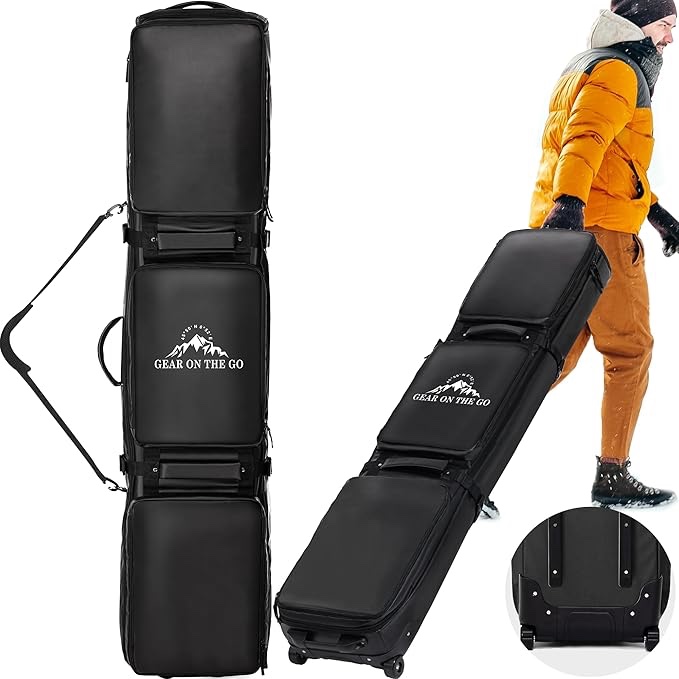 XCMAN Borsa Da Snowboard Con Ruote E Cinghie, Estensibile Da 160 A 205 Cm, Impermeabile, Per 2 Tavole E Attrezzatura