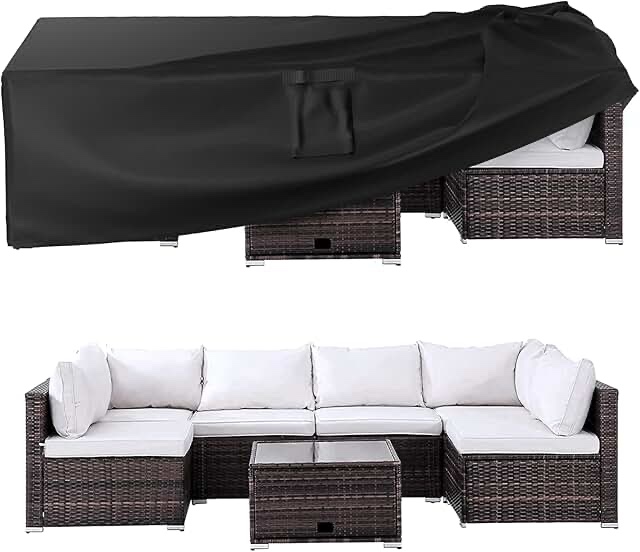 Crosley Furniture Patio Furniture Set Covers, Waterproof Outdoor Cover for Dining, Conversation, Sectional, Black