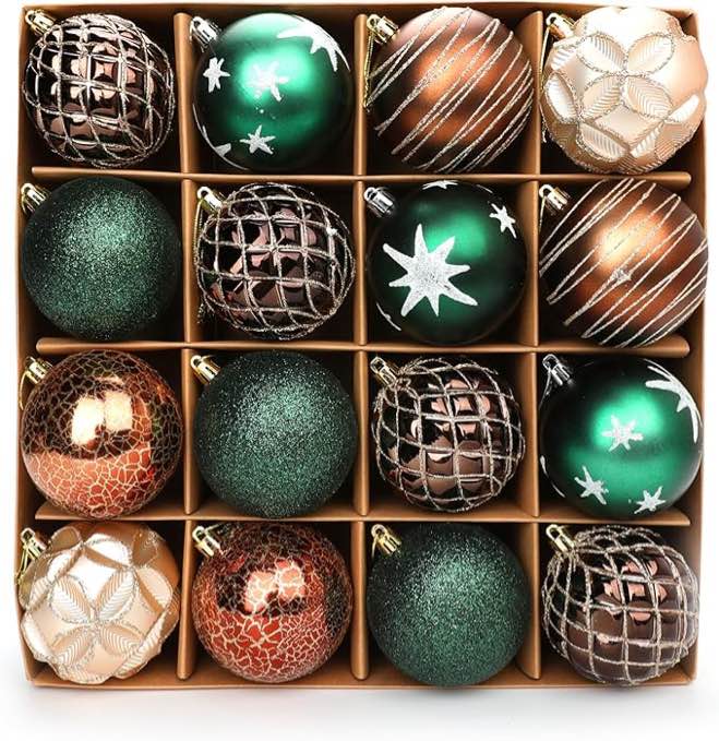 16pcs christmas ball ornaments for xmas tree shatterproof christmas tree decorations balls with hanging loop for xmas, holiday, wedding, party decors