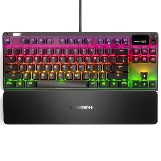 SteelSeries Apex 7 TKL Mechanical Gaming Keyboard, OLED Display, Blue Switches, American QWERTY Layo