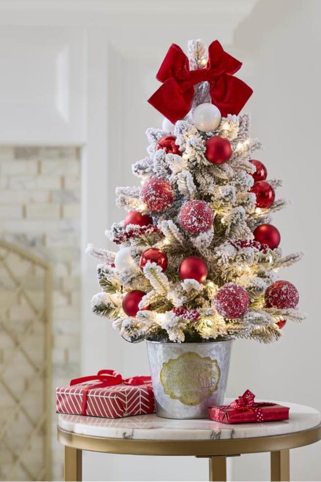 The Cordless Prelit Flocked Tabletop Tree