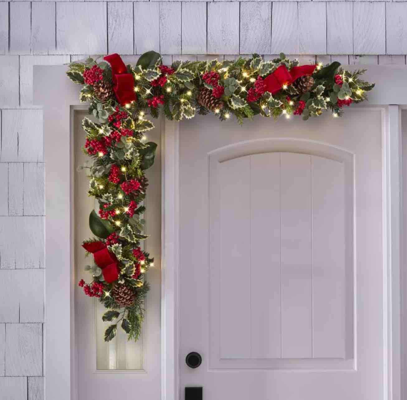 The Cordless Prelit Holly/Berries/Ribbon Holiday Trim