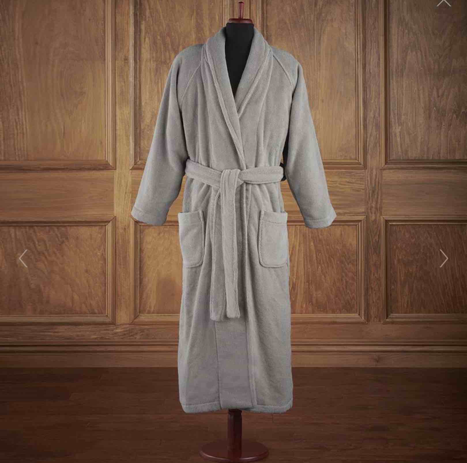 The Hammacher Schlemmer Genuine Turkish Cotton Luxury Bathrobe (Gray