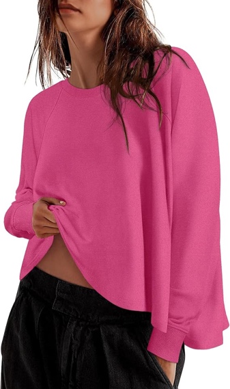 size: XL. ZESICA Womens Causal Long Sleeve Lightweight Sweatshirts Crewneck Side Slit Loose Shirts Basic Fall Tops