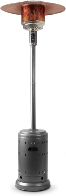 Amazon Basics 46,000 BTU Outdoor Propane Patio Heater with Wheels, Commercial & Residential, 13489.74 watts, Slate Gray, with water tank, 32.1 x 32.1 x 91.3 inches (LxWxH)