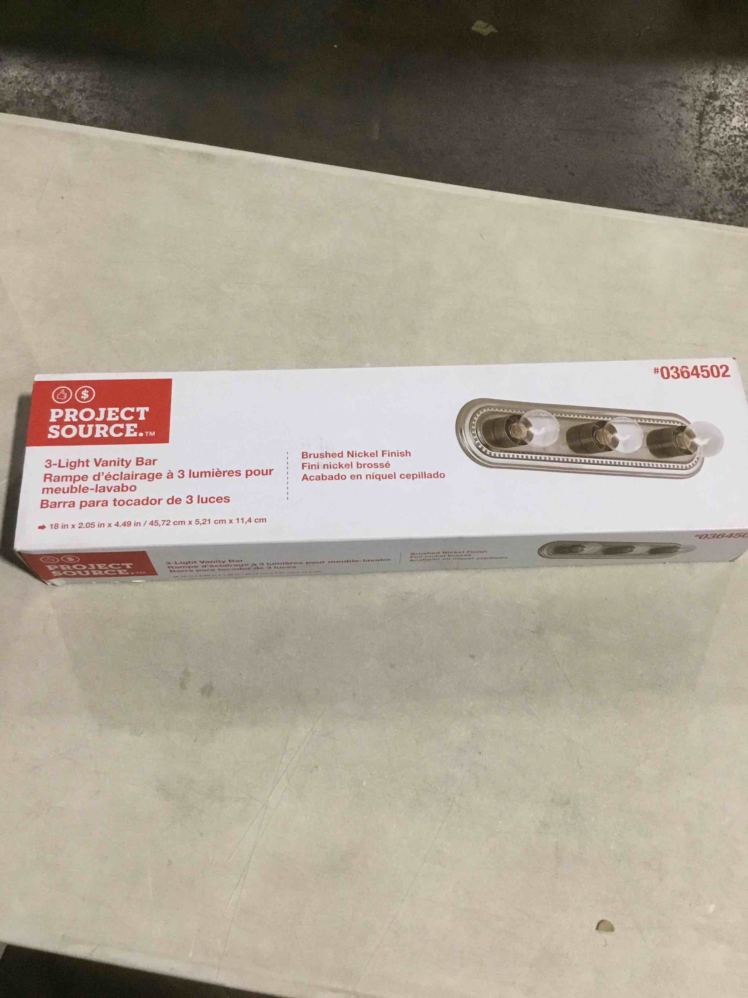 Project Source 3-Light Vanity Bar Brushed Nickel Light Fixture 18 Inch   0364502