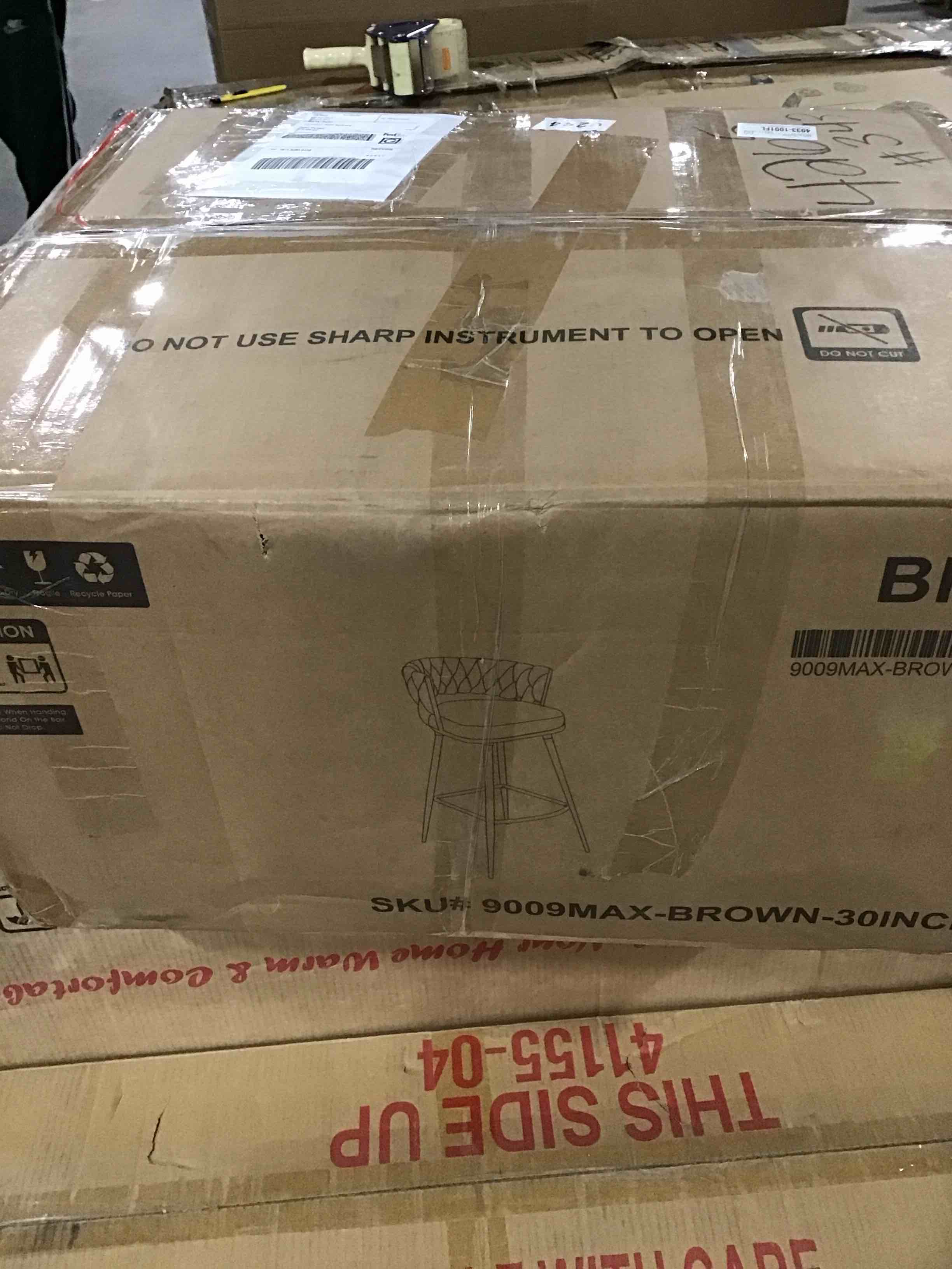 BFZ Modern Bar Stools Set of 1.  30" Bar Height Barstools, 180° Swivel Suede Fabric Stool Chairs with Woven Back and Footrest for Kitchen Island, Cafe, Pub, Bar Counter