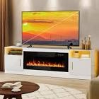 2 Tier Fireplace TV Stand For White TV Stand Box 1 Of 2