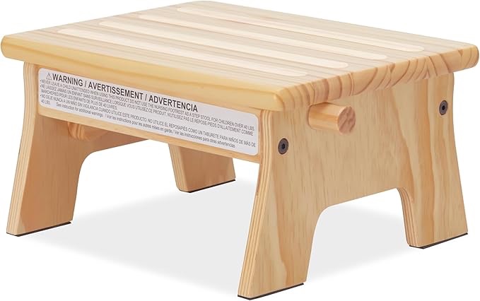 Ease-Up Adjustable Nursing Footrest in Natural, Made of Sturdy Pinewood, Lightweight, Easy to Assemble