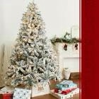 joyhalo 7.5 ft christmas tree prelit, artificial flocked christmas tree with lights 550 led warm white, 1336 branch tips, home decorators collection christmas tree for office store party holiday decor