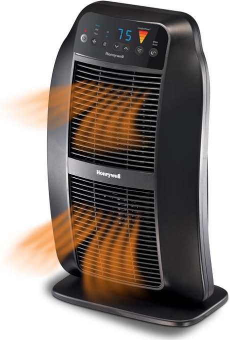 Honeywell HeatGenius Ceramic Heater, Black – Easy to Use Space Heater with Multi-Directional Heating, Digital Controls and Programmable Thermostat