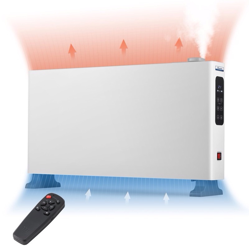 Mxmoonfree Convection Panel Space Heater, Humidifying Function, Remote Control, Electric Space Heater with Timer and Smart Thermostat, Floor Standing or Wall Mount