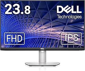 Dell S2421HS Full HD 1920 x 1080, 24-Inch 1080p LED, 75Hz, Desktop Monitor with Adjustable Stand, 4ms Grey-to-Grey Response Time, AMD FreeSync, IPS Technology, HDMI, DisplayPort, Silver, 24.0" FHD
