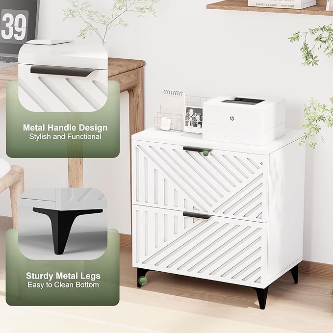 Fluted Nightstand with 2 Drawers, Side Table End Table for Living Room,Small Accent Storage Cabinet,Modern Night Stand Bedside Table for Bedroom, White