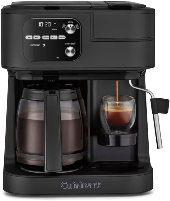 Cuisinart Coffeemaker, Coffee Center Barista Bar 4-In-1 Coffee Machine, Single-Serve Coffee, Espresso & Nespresso Capsule Compatible, 12-Cup Carafe, Black, SS-4N1