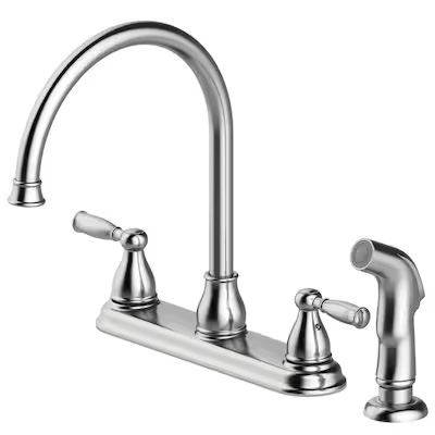 Project Source Brice Stainless steel Double Handle Deck-mount Handle Residential High