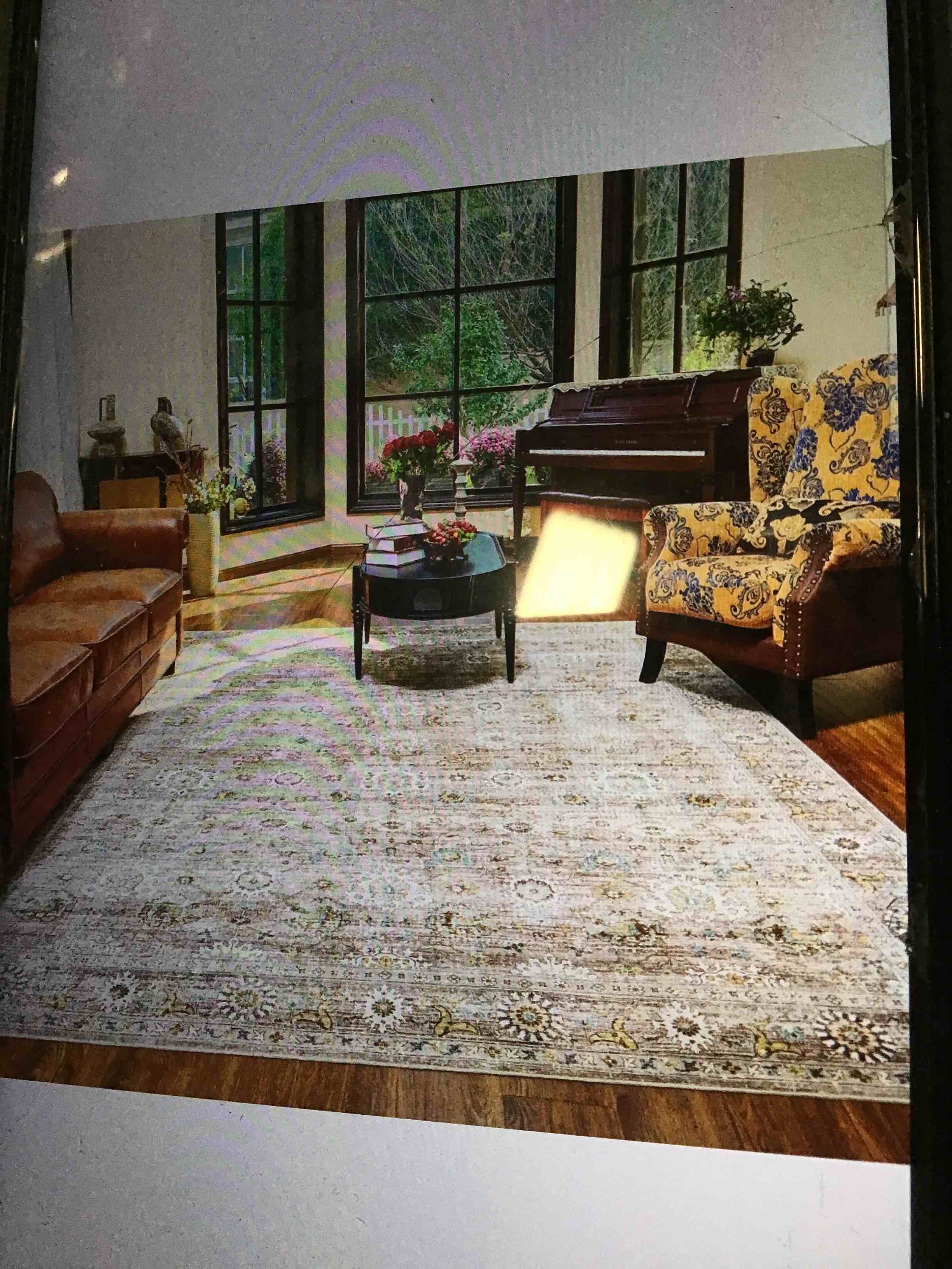 AMOAMI-Washable Area Rugs 8x10 Pink for Living Room Machine Washable-3D Rugs for Bedroom-Non Slip Floor Rug-Moroccan Washable Rugs for Bedroom Dining Room