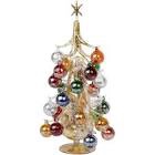 Red Co. 19.5" Oro Multicolore Vintage Inspired Mini Glass Christmas Tree with 26 Removable Ornaments, BUON Natale Series