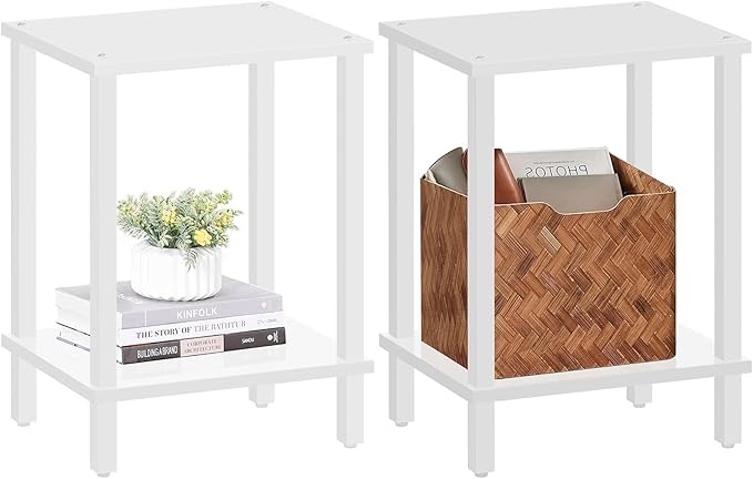 TUTOTAK End Table, Side Table, Nightstand, 2-Tier Storage Shelf, Sofa Table for Small Space, Living Room, Bed Room TB01BMW035