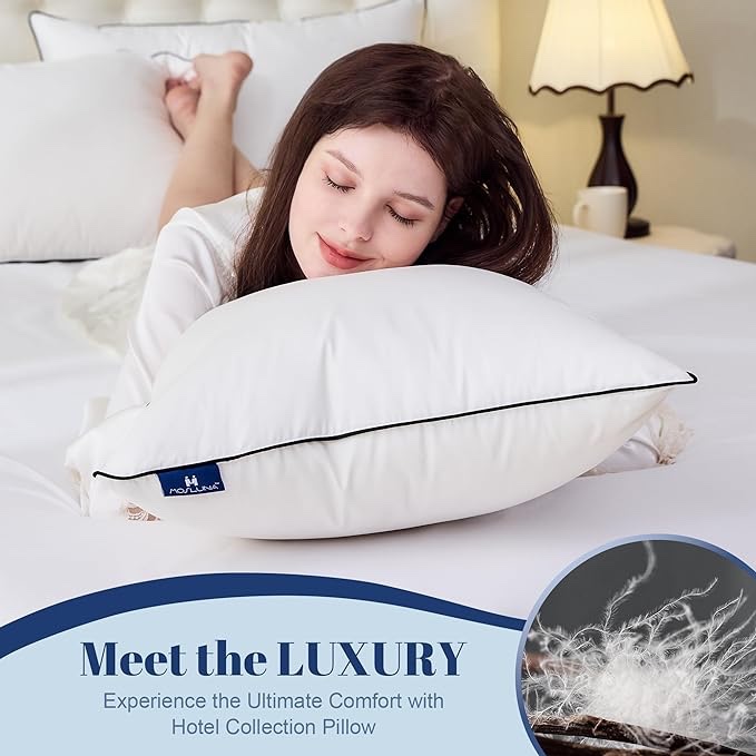 Goose Feather Down Pillows King Size Set of 1 pack Medium Firm, 20x36 in.