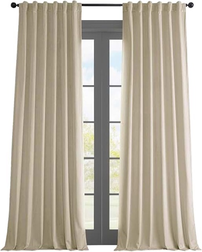 (1 pcs) HPD Half Price Drapes Heritage Plush Velvet Curtains 96 Inches Long Room Darkening Curtains for Bedroom & Living Room 50W x 96L, (1 Panel), Museum Taupe Museum Taupe 50W x 96L