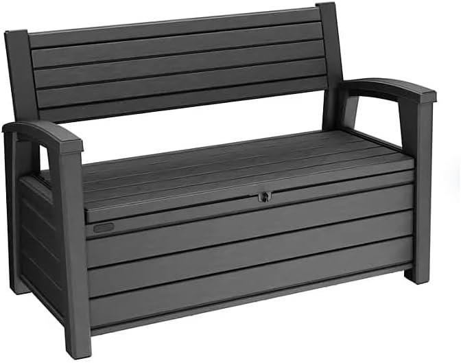 Keter Hudson Plastic Storage Bench, Non-Brushed black 