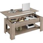 yaheetech coffee table, lift top coffee table w/hidden storage compartment & lower 3 cube open shelves, lift tabletop center tables for living room/reception room/office, 