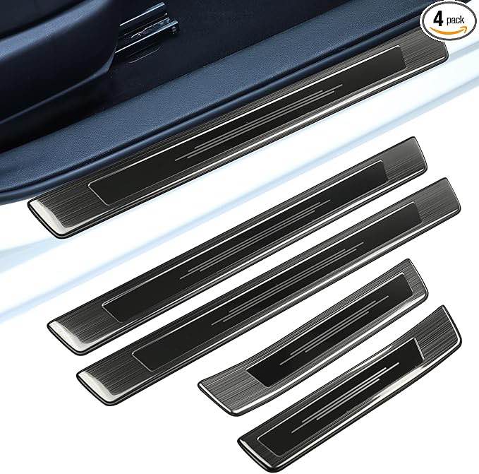 Bilpoer 4pcs for Nissan Altima 2019 2020 2021 2022 2023 entry guard hood scuff stainless steel scratch resistance cover carbon fiber TL001-01