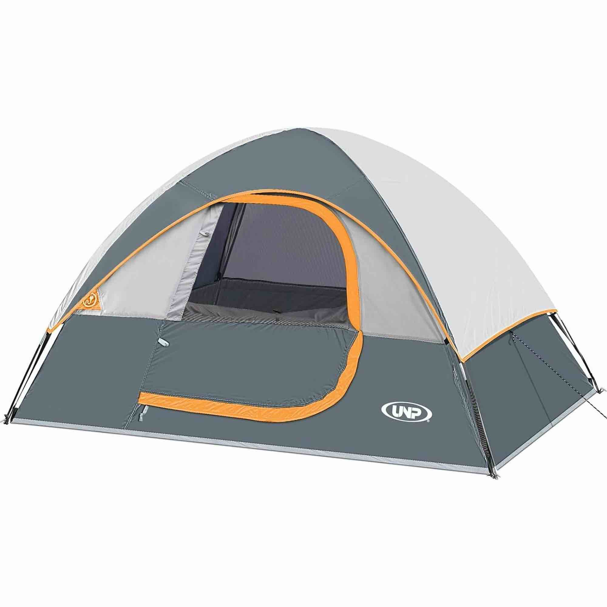 unp camping tent 4 person, waterproof windproof tent with rainfly easy set up-portable dome tents for camping