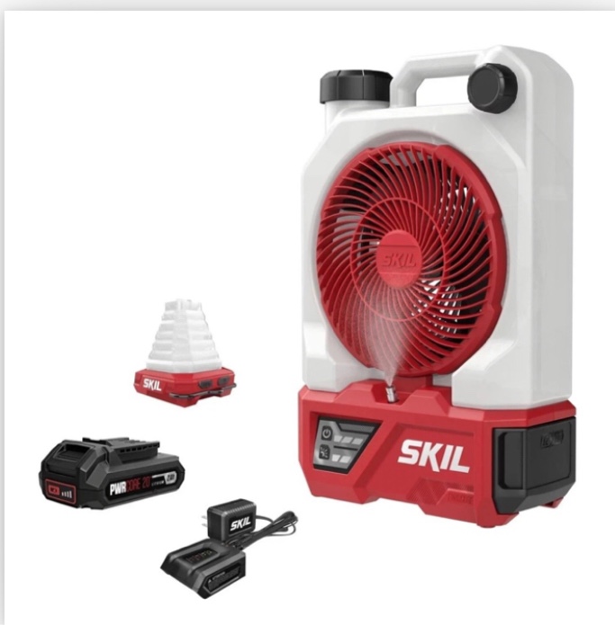skil 20v 7 in. misting fan and collapsible lantern combo new