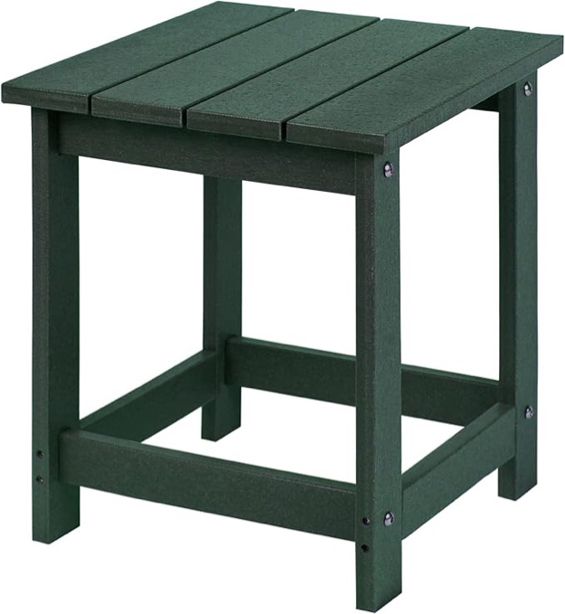 LZRS Adirondack Square Outdoor Side Table, Pool Composite Patio Table,HDPE End Tables for Backyard,Pool, Indoor Companion, Easy Maintenance & Weather Resistant(Dark Green)